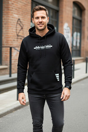 Fern Kapüşonlu Erkek Sweatshirt Siyah