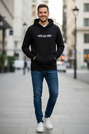 Fern Kapüşonlu Erkek Sweatshirt Siyah