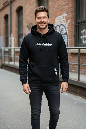 Fern Kapüşonlu Erkek Sweatshirt Siyah