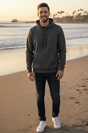 Fern Kapüşonlu Erkek Sweatshirt Antrasit