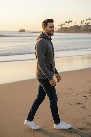 Fern Kapüşonlu Erkek Sweatshirt Antrasit