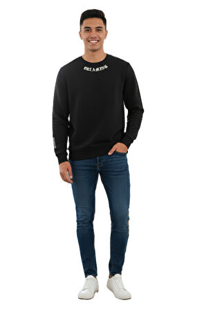 Sierre Bisiklet Yaka Erkek Sweatshirt Siyah