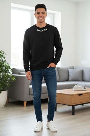 Sierre Bisiklet Yaka Erkek Sweatshirt Siyah