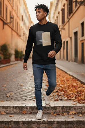 Vier Bisiklet Yaka Erkek Sweatshirt Siyah