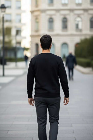 Vialli Bisiklet Yaka Erkek Sweatshirt Siyah