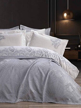 Bella Home Firdevs 7 Parça Yatak Örtüsü Seti Gri