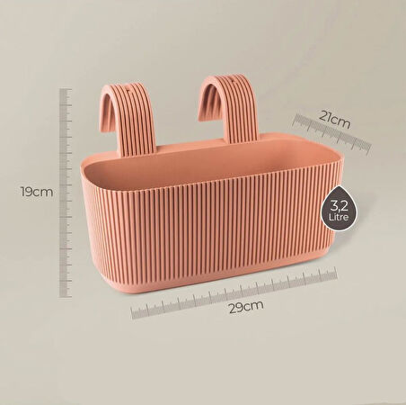 Omnipazar KRS-249 Dekoratif Plastik Pera Askılı Balkon Saksı 3.2 Litre