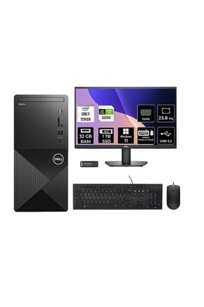 Vostro 3030MT i7 12700 32GB 1TB SSD RTX5050/8GB W11H Masaüstü Bilgisayar + 23.8" Monitör