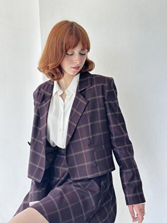 Retrobird Kısa Blazer Ceket Kadın Mürdüm