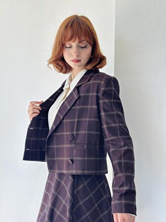 Retrobird Kısa Blazer Ceket Kadın Mürdüm