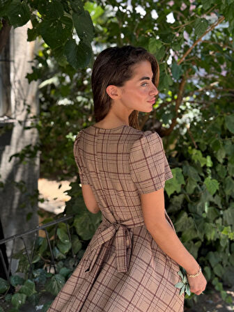 Retrobird Tasarım Matilda Uzun Elbise Kadın Kızıl Kahve