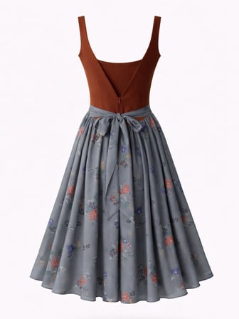 Retrobird 50s Belle Corset Midi Elbise Kadın Tuğla