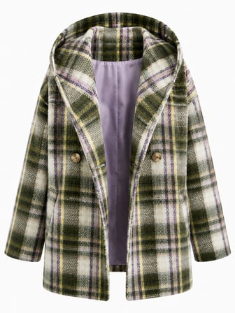 Retrobird Urban Retro Kapüşonlu Oversize Ceket Kaban Kadın Yeşil Lila