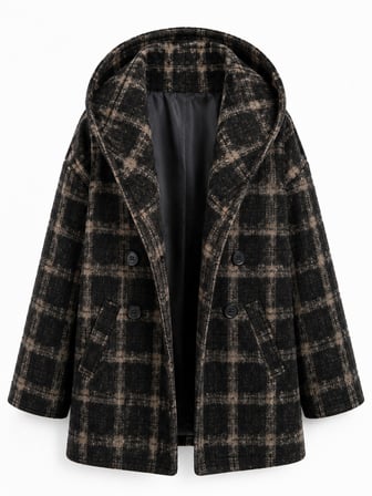 Retrobird Urban Retro Kapüşonlu Oversize Ceket Kaban Kadın Koyu Kahve