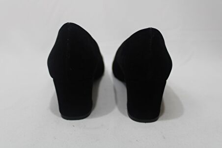 Poliriza Süet Klasik Fantezi Yumurta Topuklu Siyah Kadın Ayakkabısı