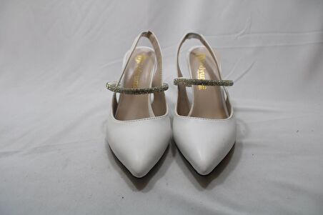 Podyum Topuklu Beyaz Kadın Ayakkabısı