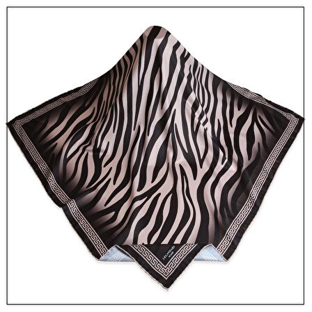 Alcan Avm Legandary Scarf  Zebra desenli Siyah Krem Desenli Eşarp