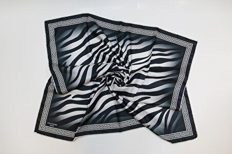 Alcan Avm Legandary Scarf  Zebra desenli Siyah Beyaz Desenli Eşarp