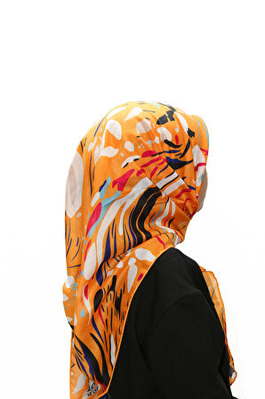 Alcanavm LeviDor Turuncu Desenli Eşarp