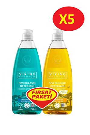 Viking Sıvı Elde Bulaşık Deterjanı 2 Li Paket 750 ml x 5 Adet