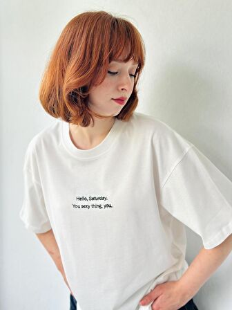 Retrobird Nakışlı Saturday Oversize Tişört Unisex Ekru