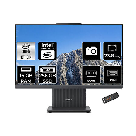 Lenovo IdeaCentre 24IRH9 i7 13620H 8GB DDR5 4TB SSD 23.8" FHD IPS FDOS Siyah All in One PC & PER4