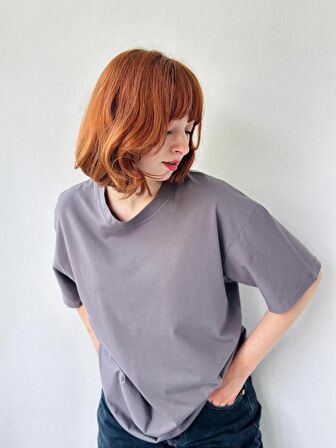 Retrobird Oversize Tişört Unisex Koyu Gri