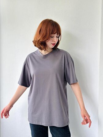 Retrobird Oversize Tişört Unisex Koyu Gri