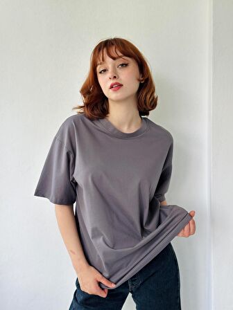 Retrobird Oversize Tişört Unisex Koyu Gri