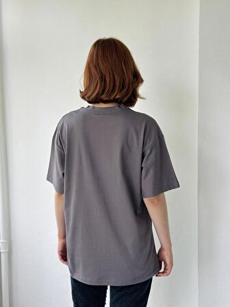 Retrobird Oversize Tişört Unisex Koyu Gri