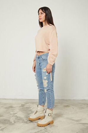 Skınny Jeans Ön Lazer Detaylı Pantolon