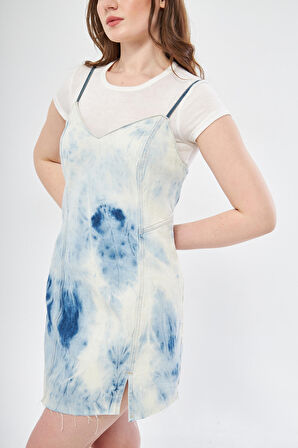 Marin Askılı Kot Elbise