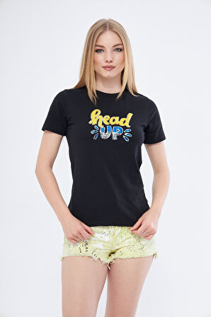 Head Up Baskılı Kadın Tişört