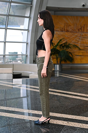 Kutaf Haki Renk Yüksek Bel Skinny Jean Kadın Pantolon | Kadın Pantolon | Kot Pantolon