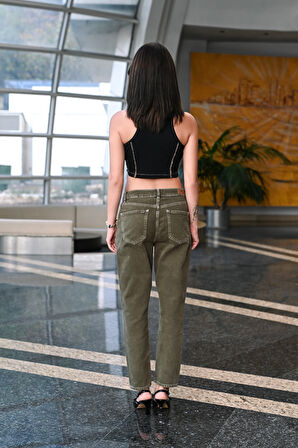 Kutaf Haki Renk Yüksek Bel Skinny Jean Kadın Pantolon | Kadın Pantolon | Kot Pantolon