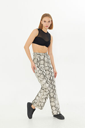 YILAN DERİSİ DESENLİ STRAIGHT JEAN
