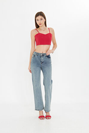 Açık Mavi Yüksek Bel Geniş Paça Bol,salaş Palazzo Jeans