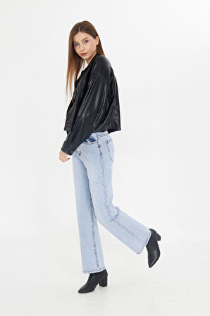 Kadın Dar Kesim Yüksek Bel Düz Paça Kot Pantolon