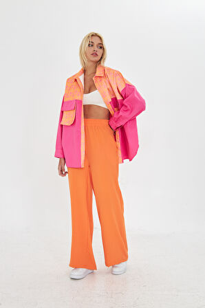 Turuncu Bohem Beli Lastikli Yürüyüş Pantolonu