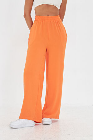 Turuncu Bohem Beli Lastikli Yürüyüş Pantolonu