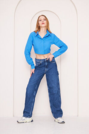 Yüksek Bel Relaxed Fit Kadın Kot Pantolon