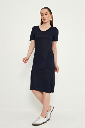 Siyah Penye Kumas Beli Bagcikli Cepli Midi Boy Spor elbise