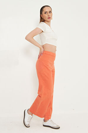 Narçiçeği Yüksek Bel Palazzo Pantolon