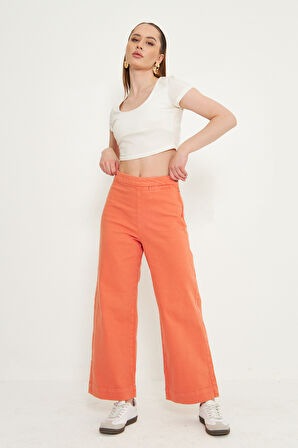 Narçiçeği Yüksek Bel Palazzo Pantolon