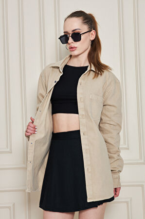 Boyfriend Geniş Kalıp Denim Gömlek