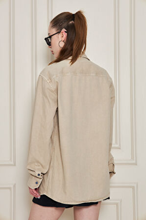 Boyfriend Geniş Kalıp Denim Gömlek