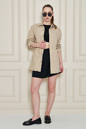 Boyfriend Geniş Kalıp Denim Gömlek