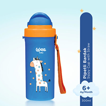 Wee Baby Askılı Pipetli Bardak 300 ml - Mavi