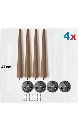 Ahşap Konik Ayak | 47 cm | Sehpa Ayağı 4'lü |