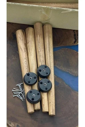 Ahşap Konik Ayak | 39 cm | Sehpa Ayağı 4'lü |